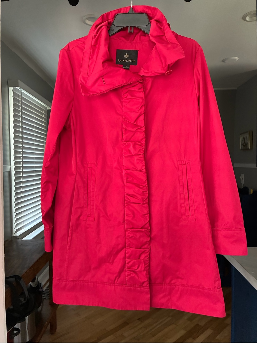 Rainforest Women's Ruffled Front Trench Coat - red